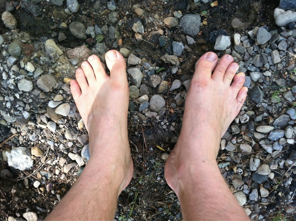 Chris Younkin beautiful bare feet standing on gravel